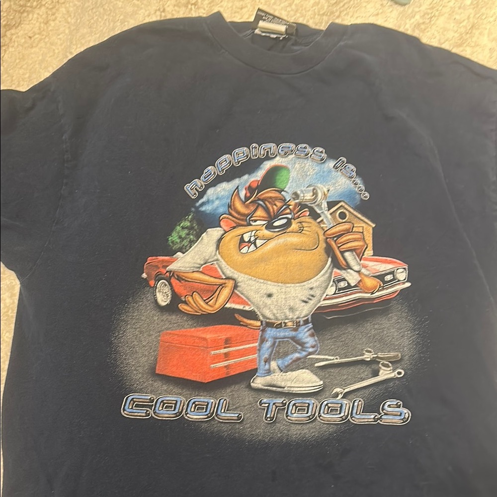 Hanes Navy Graphic Tee with Cartoon Design